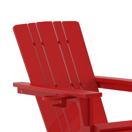 Flash Furniture Red Adirondack Chairs with Ottoman-Cupholder, 2PK 2-LE-HMP-1045-110-RD-GG